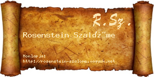 Rosenstein Szalóme névjegykártya